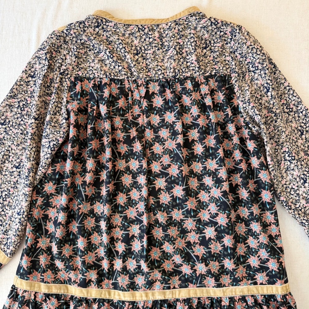 Entro Boho Floral Mixed Print Babydoll Tunic Dress Large Boutique - Picture 11 of 11